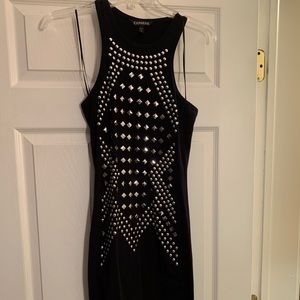 Black silver started express stretch mini dress